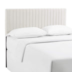 Modway Keira Channel Tufted Performance Velvet Upholstered King Headboard in Ivory