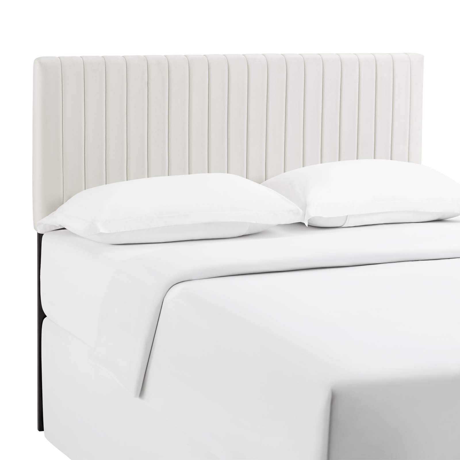 Modway Keira Channel Tufted Performance Velvet Upholstered King Headboard in Ivory