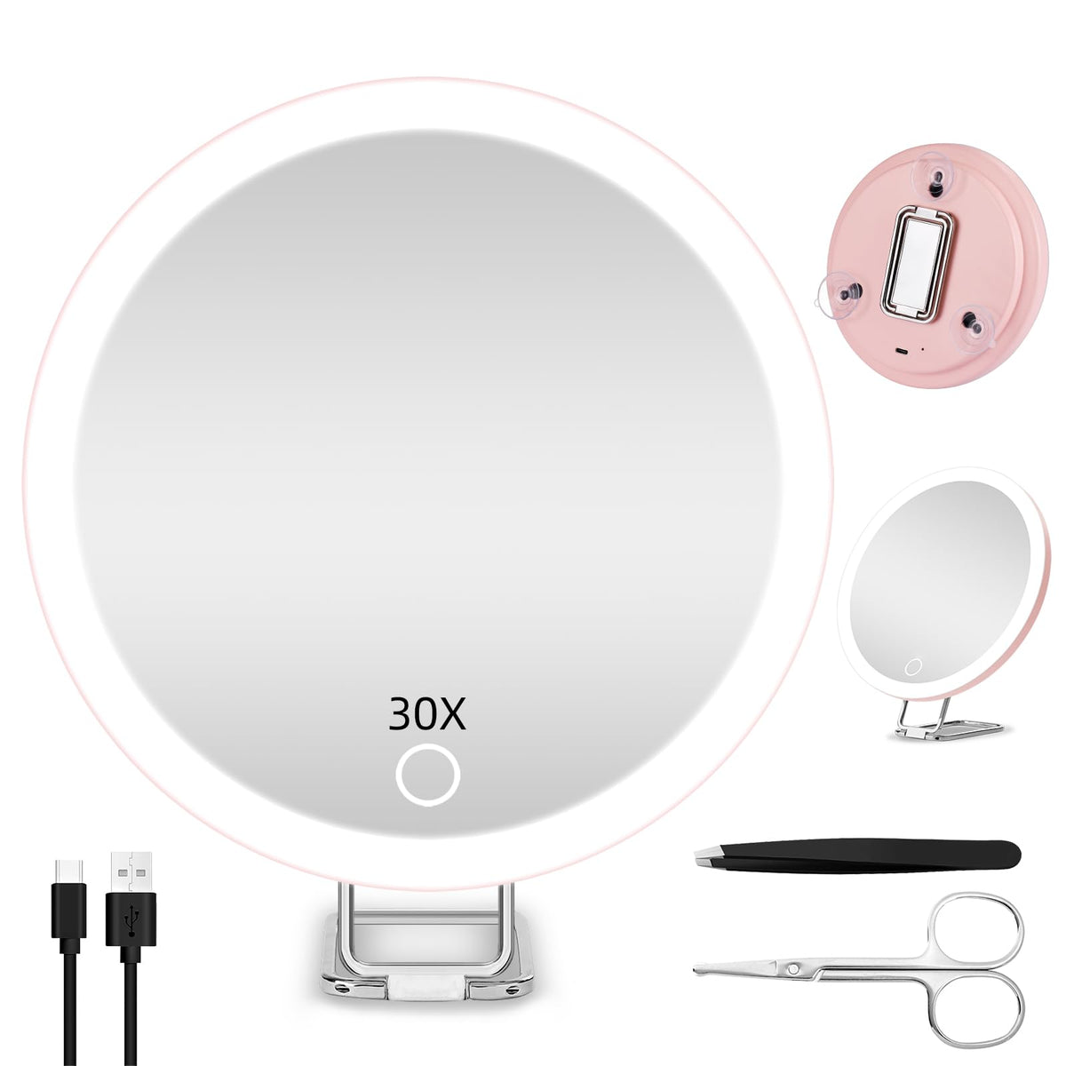 Magnifying Mirror with Light 30X, Large Lighted Makeup Magnifying Mirror, 30X High Magnification Makeup Mirror with Lights, 30x 
