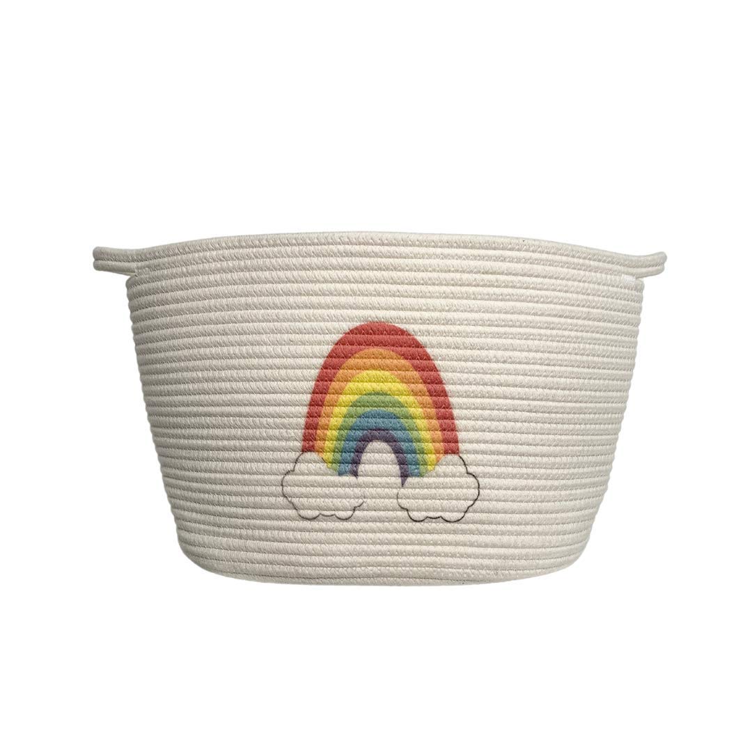 Cute Printed Rainbow Nursery Rope Basket Woven Storage Basket/Cotton Laundry Hamper Large - 11' H x 17.7' W x 13.4' L/Baby Nu