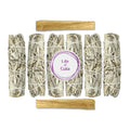 Life of Gaia Sage Smudge Kit with Palo Santo. 6 White Sage Smudge Sticks & 2 Palo Santo Sticks for Cleansing