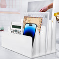 Goihgioh 4 Section White Acrylic Desk Organizer and Accessories, Sturdy & Thick Acrylic File Folder Holder Sorter, Office Suppli