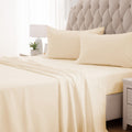 Sleep Zone Nanotex Super Soft Cooling King Bed Sheets Set 4 Piece - Easy Care Fitted Flat Sheet & Pillowcase Sets - Wrinkle Free, Fade Resistant, Deep Pocket 16' (Beige, King)