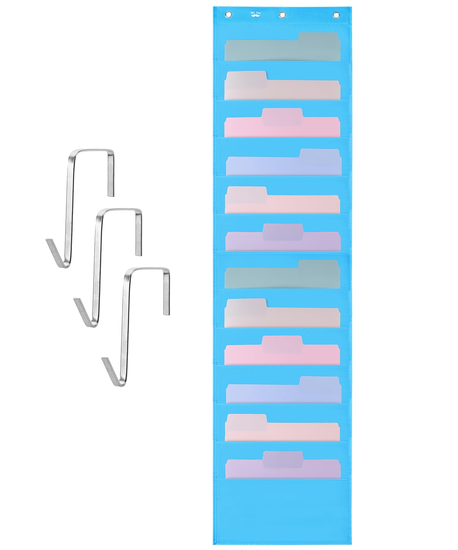 Mr. Pen- Hanging Wall File Organizer, 12 Pocket, Blue, 3 Overdoor Hangers Included, Over The Door File Organizer, Hanging Folder