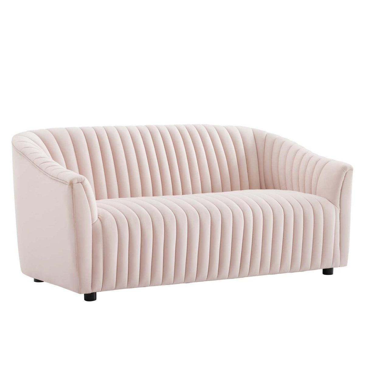 Modway Announce Modern Performance Velvet Channel Tufted Loveseat In Pink