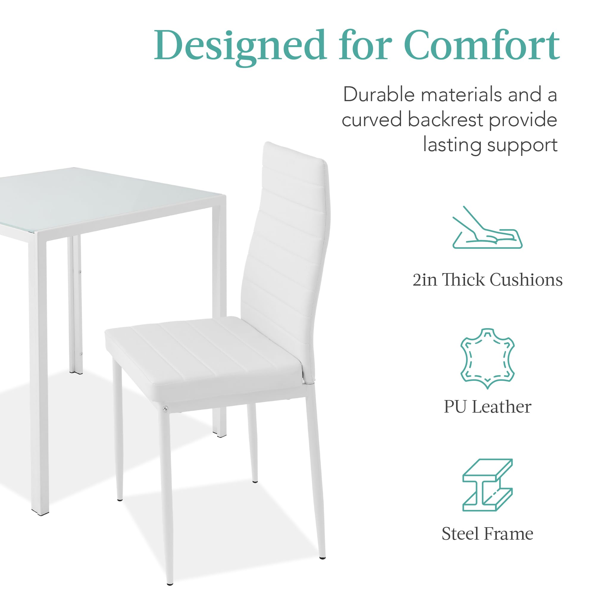 Best Choice Products 3-Piece Glass Dining Set - Thumbnail 4