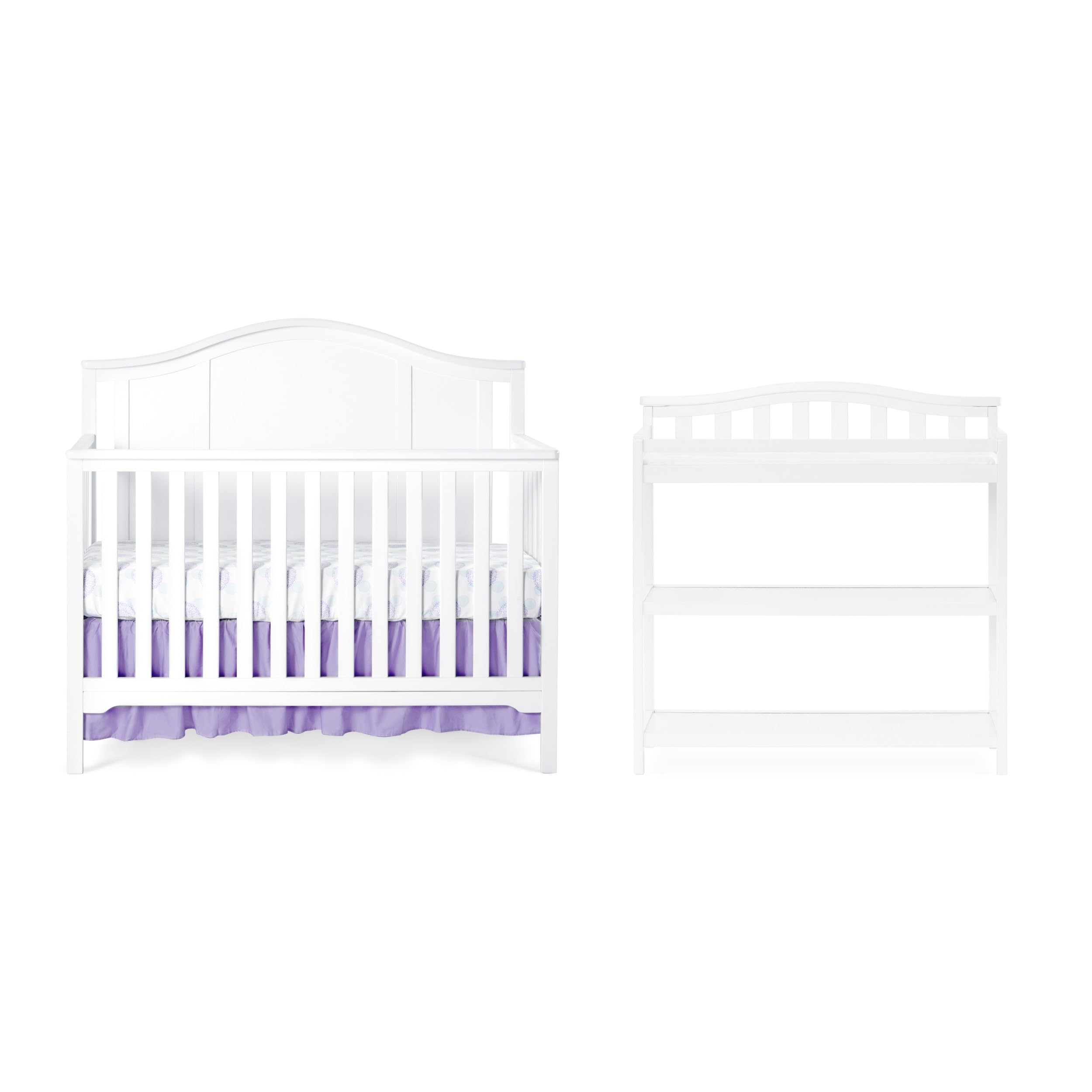 Child Craft Hampton Arch Top Crib and Changing Table Nursery Set, 2-Piece, Includes 4-in-1 Convertible Crib and Changing Table, 
