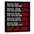 Pyradecor Large Canvas Prints Wall Art Watch Your Thoughts Motivational Classroom Poster Paintings Modern Gallery Wrapped Canvas
