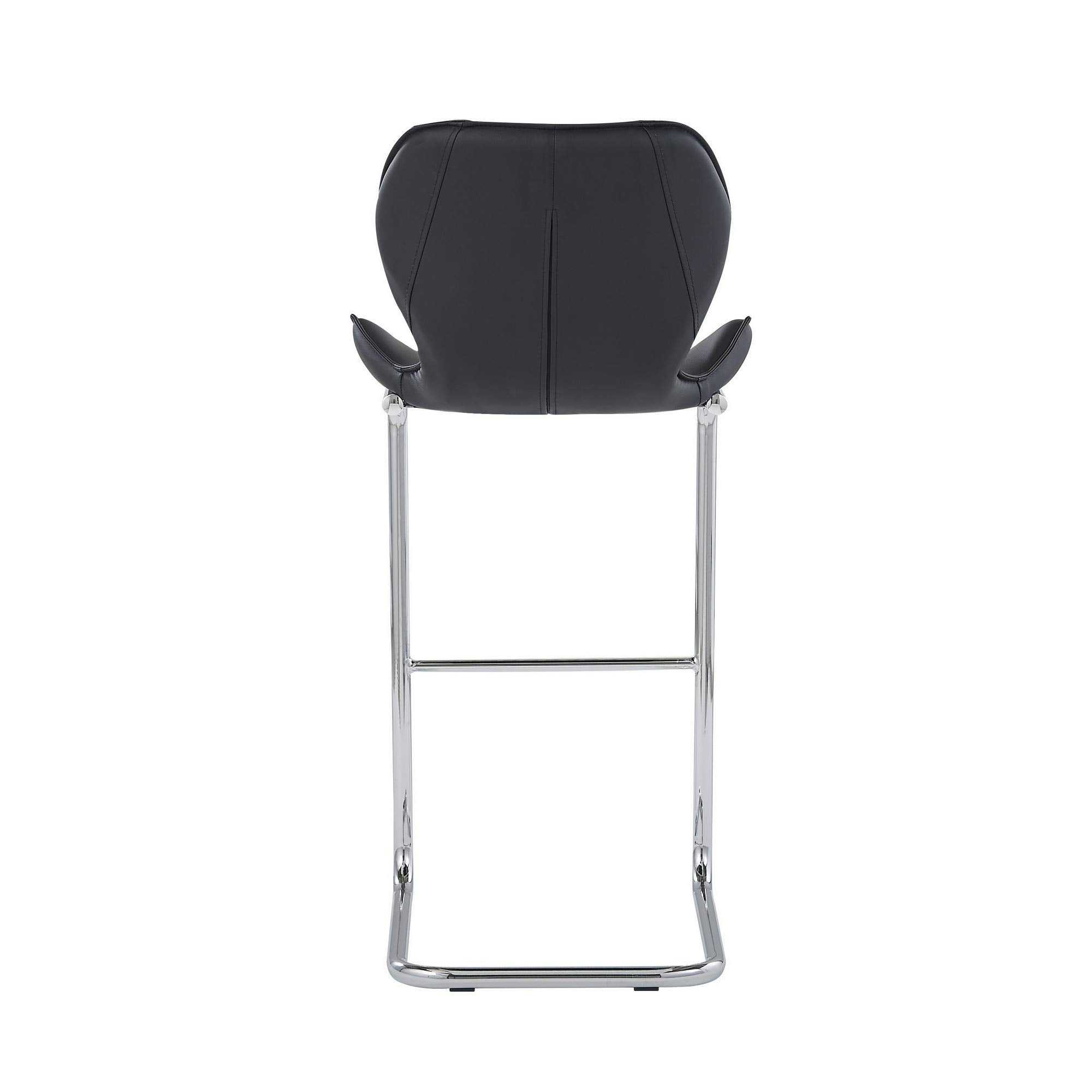 HomeRoots Set of 4 Modern Black Barstools with Chrome Legs