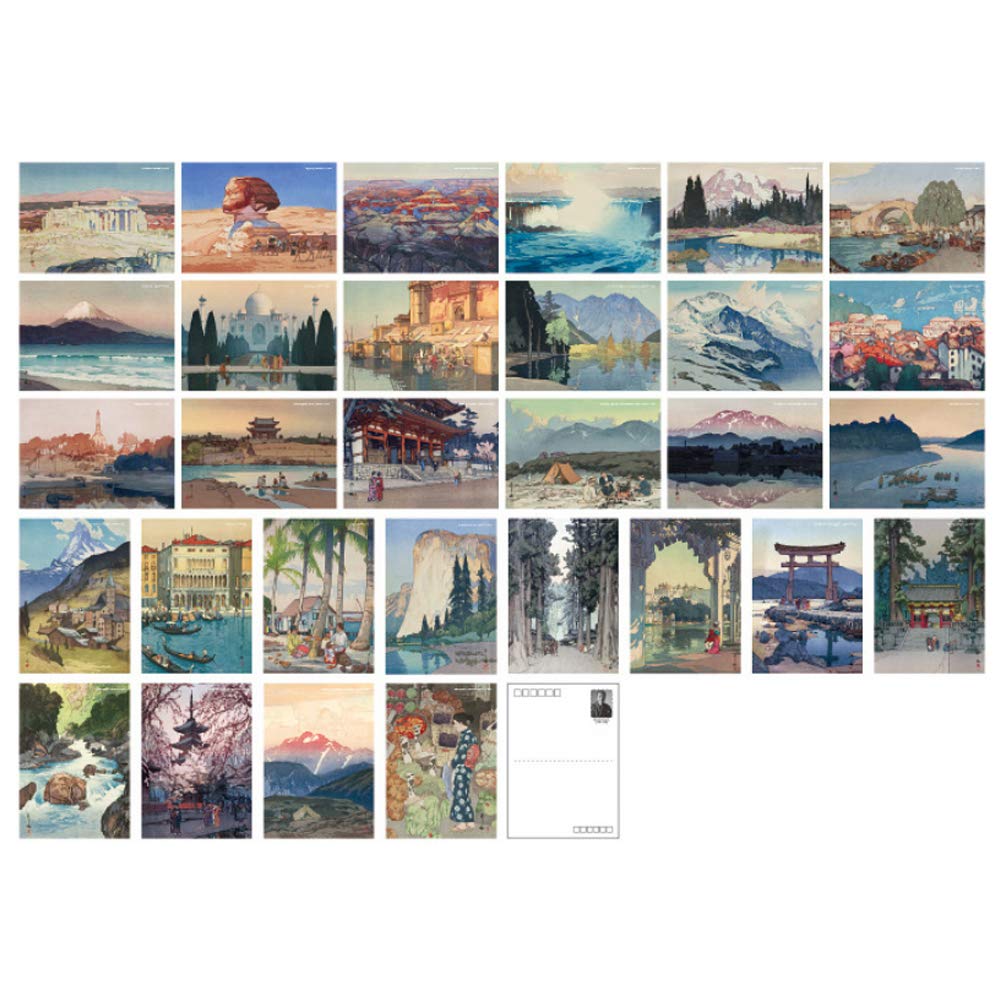 Hosteesschoice Beautiful Art Postcards Set Of 30 Japanese Artist Hiroshi Yoshida Post Card Variety Pack Famous Painting Scenery,