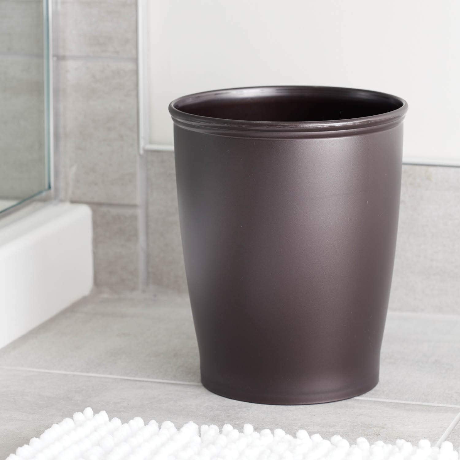 Idesign Small Round Plastic Trash Cans, The Kent Collection - Set Of 2, 8.35    X 8.35    X 10   , Bronze