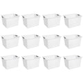 Sterilite Deep Ultra Basket, Closet Organizer Bin, Cabinets, Pantry, Shelving and Countertop Space Open Container, White, 12-Pac