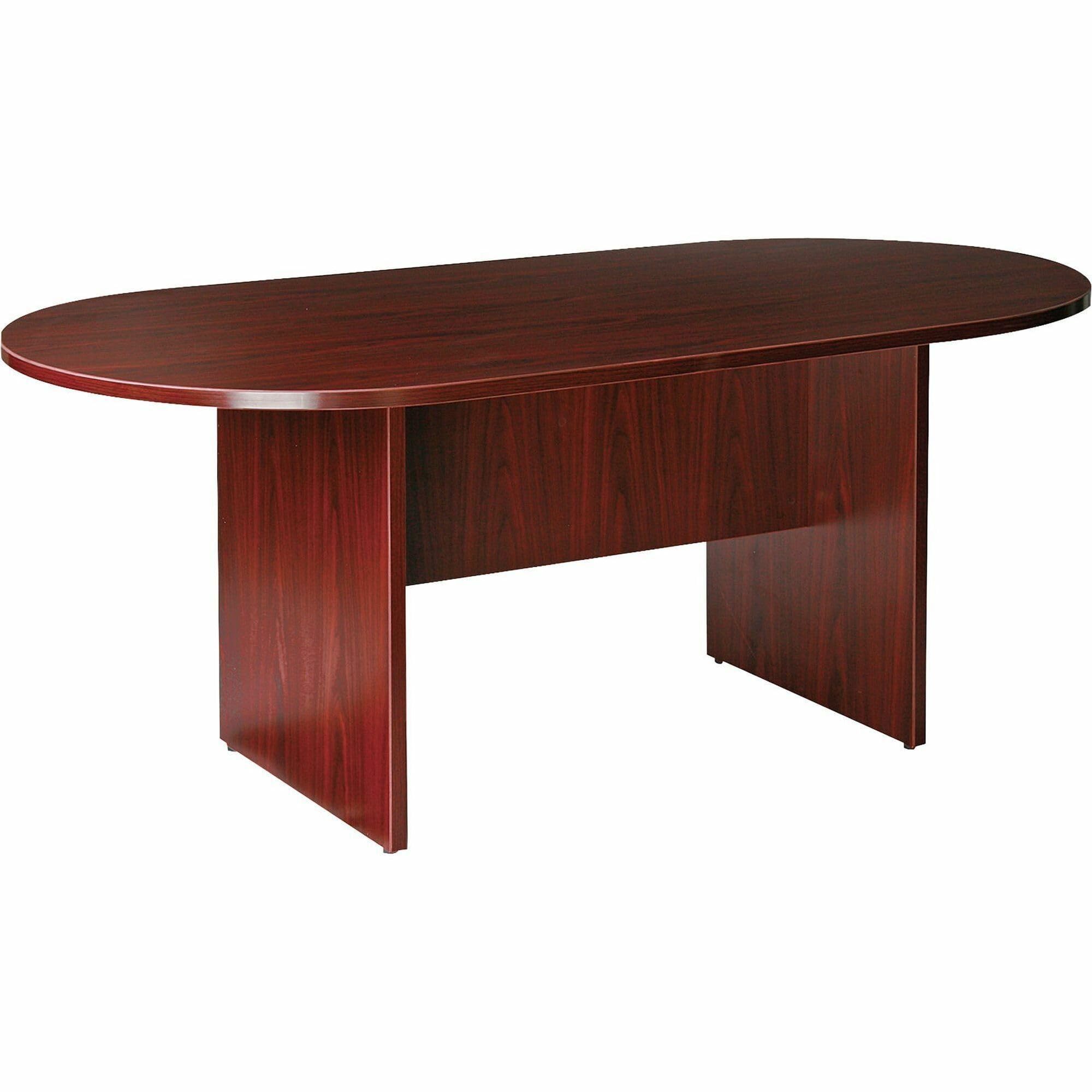 Lorell Oval Conference Table, Top And Base, 72'' X 36'' X 29-1/2'', Mahogany
