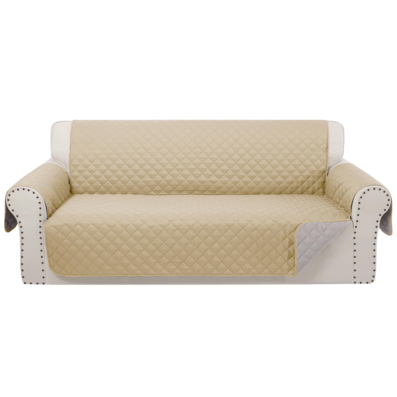 Luxshare Home Reversible 4 Seater Sofa Cover 91 Inch Large Couch Cover Furniture Protector(Sofa Xx-Large,Sand/Beige)