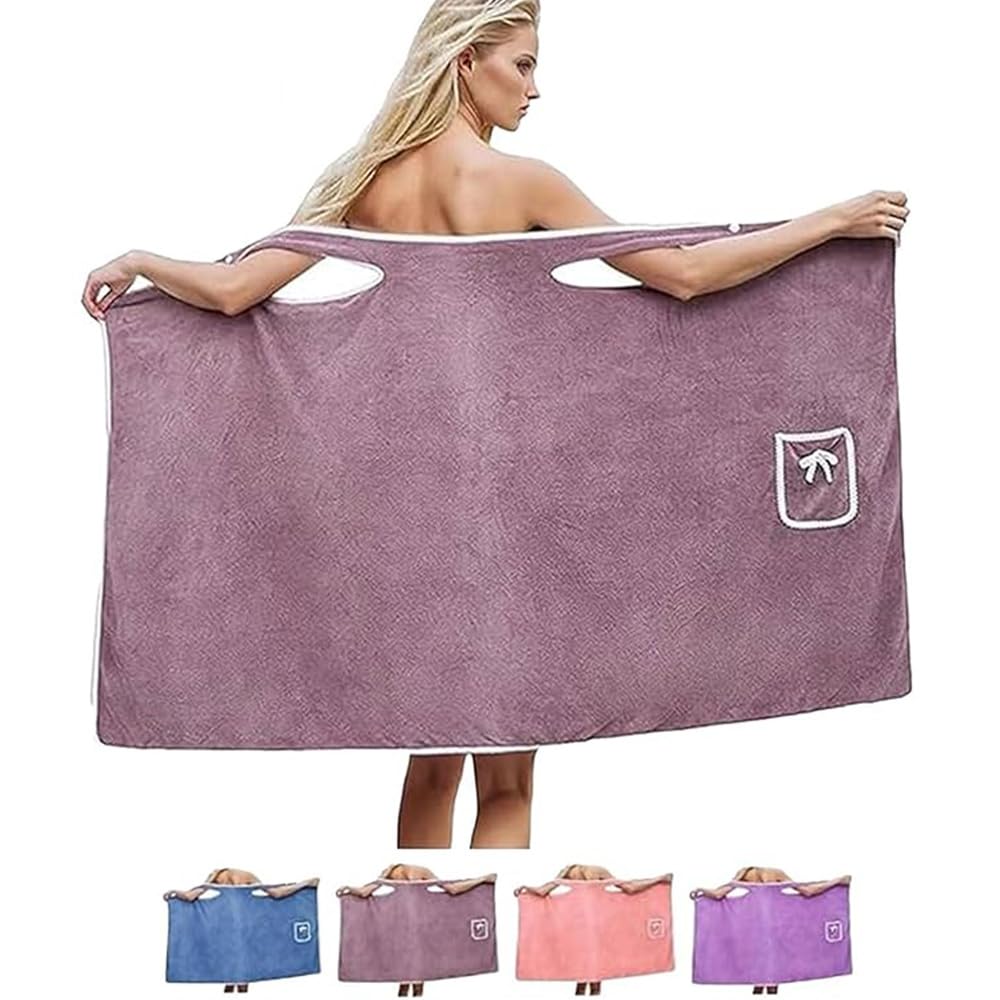 FEELNOW Plus Size Women s Wearable Shower Skirt,Wearable Halter Bath Towels for Women, Glow Wrap Towel with Straps, Water Absor