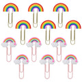 Yueton 12Pcs Rainbow Cloud Shaped Paper Clips Cute Small Paperclips Pvc Metal Bookmark Clips File Note Clips Book Markers For Of