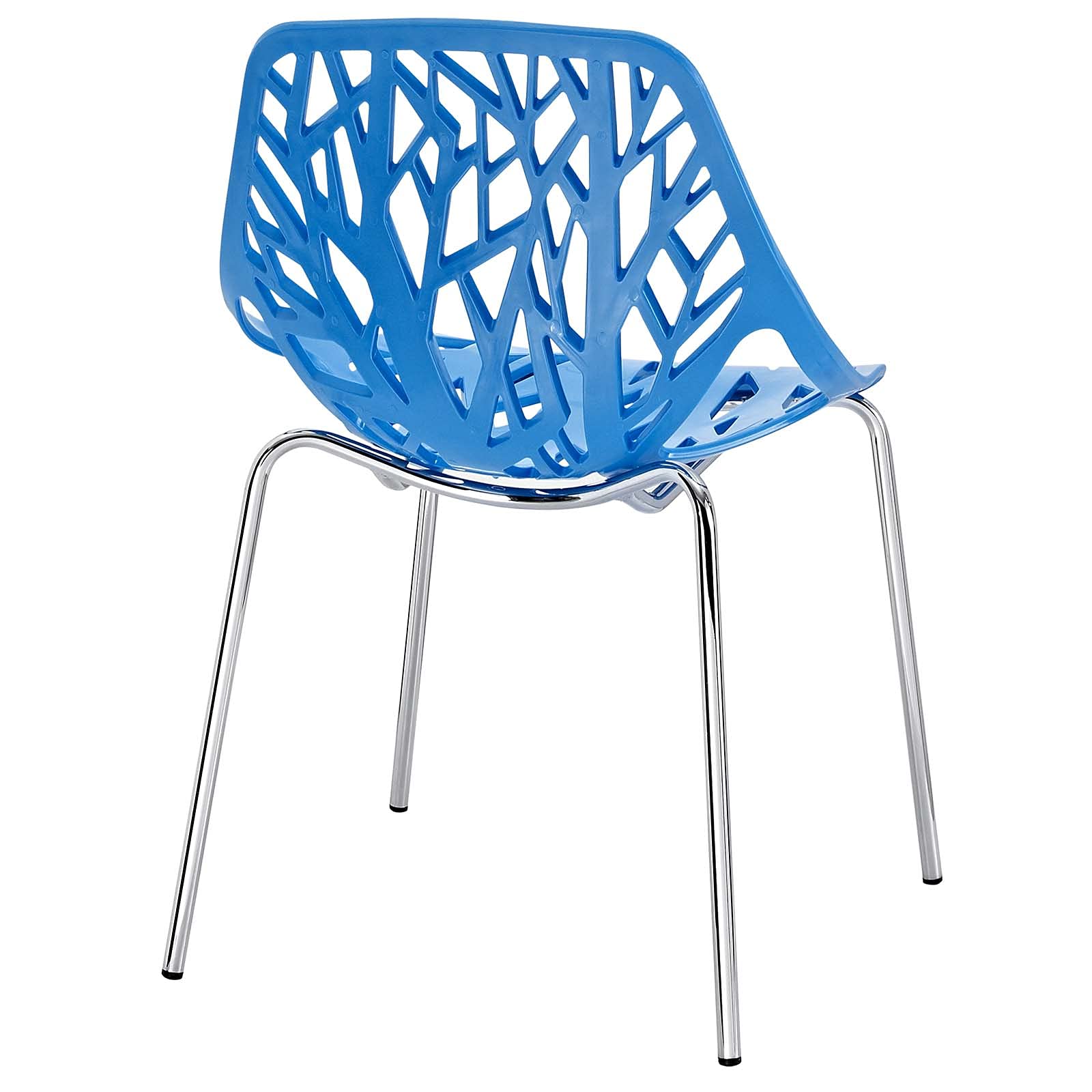 Modway Stencil Modern Stacking Two Kitchen and Dining Room Chairs in Blue