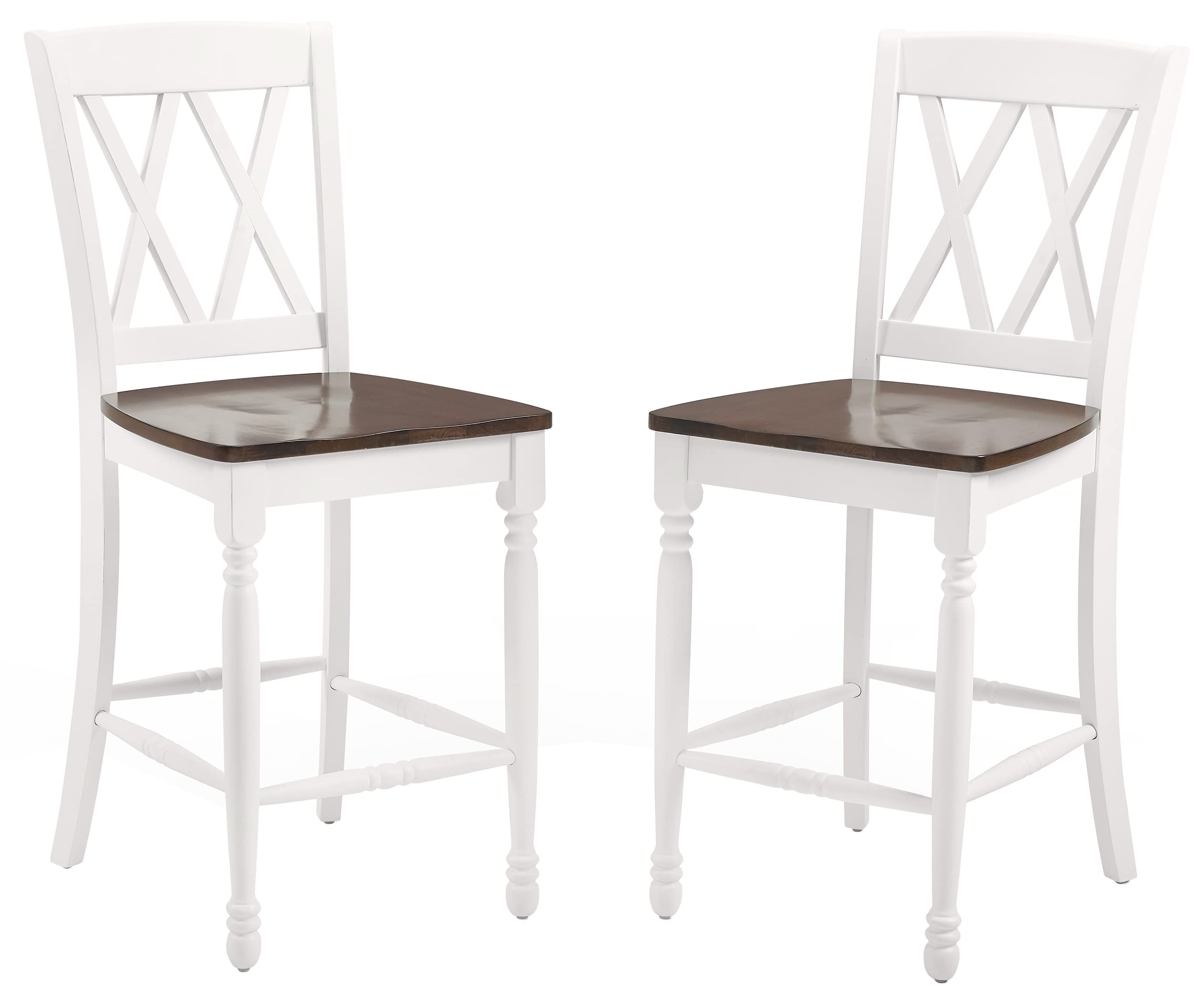 Crosley Furniture Shelby Wood X Back Counter Height Bar Stools Set of 2