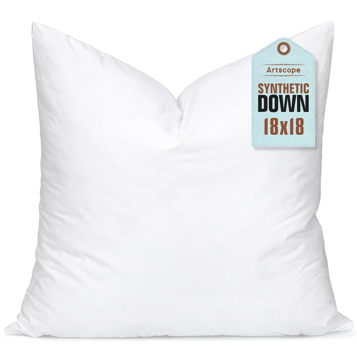 Artscope Synthetic Down Pillow Insert, 18X18 Down Alternative Throw Pillow Insert. Ultra Soft Fluffy Sleeping Pillow With 100% C
