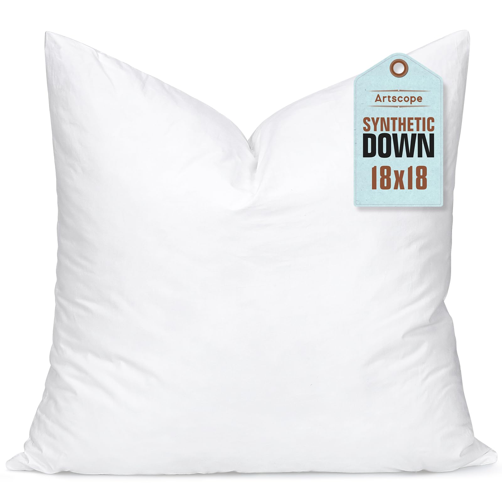 Artscope Synthetic Down Pillow Insert, 18X18 Down Alternative Throw Pillow Insert. Ultra Soft Fluffy Sleeping Pillow With 100% C