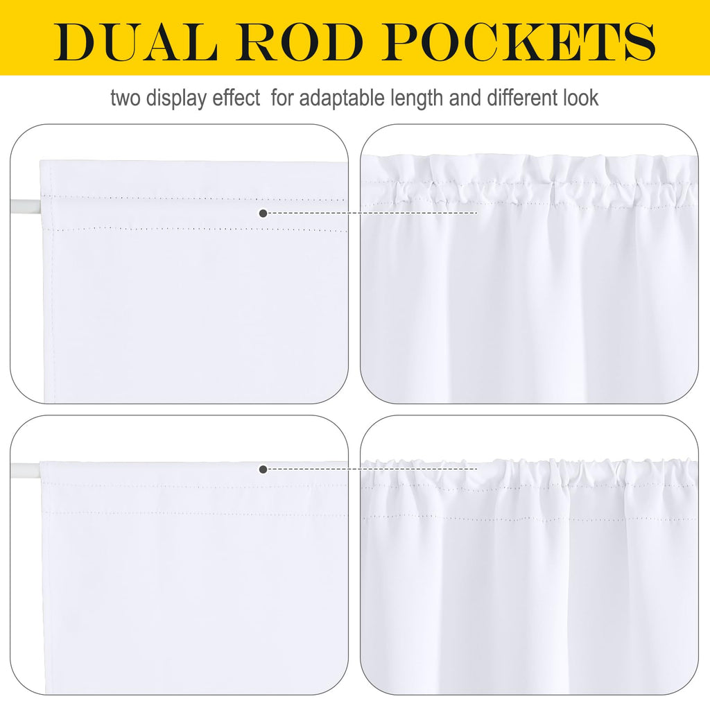 Nicetown French Door Curtain - Rod Pocket Thermal Blackout Curtain For Doors With Glass Window, Kitchen And Patio Doors For Privacy, 36 X 40 Inches Long, 1 Curtain Panel With Tieback, Pure White