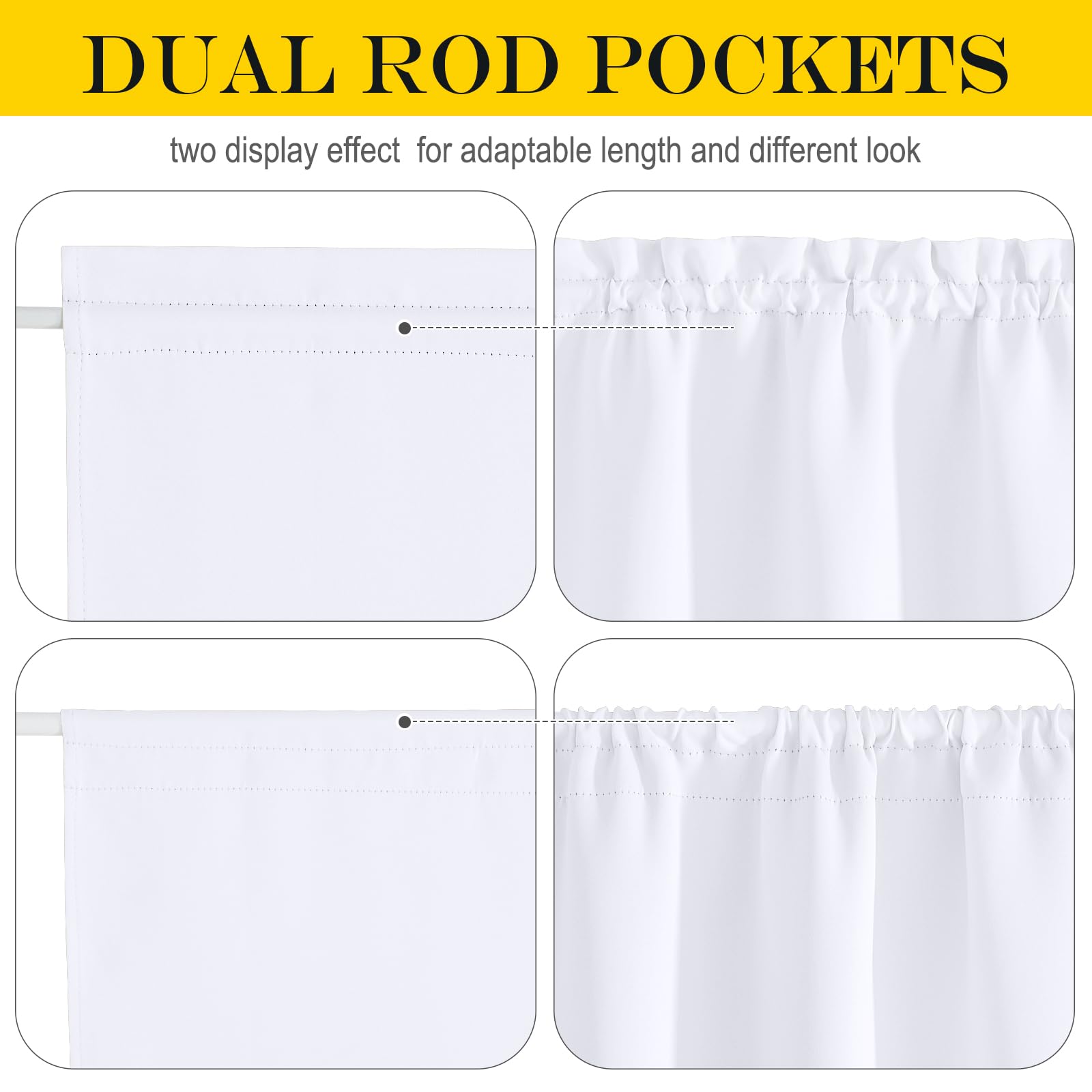 Nicetown French Door Curtain - Rod Pocket Thermal Blackout Curtain For Doors With Glass Window, Kitchen And Patio Doors For Privacy, 36 X 40 Inches Long, 1 Curtain Panel With Tieback, Pure White