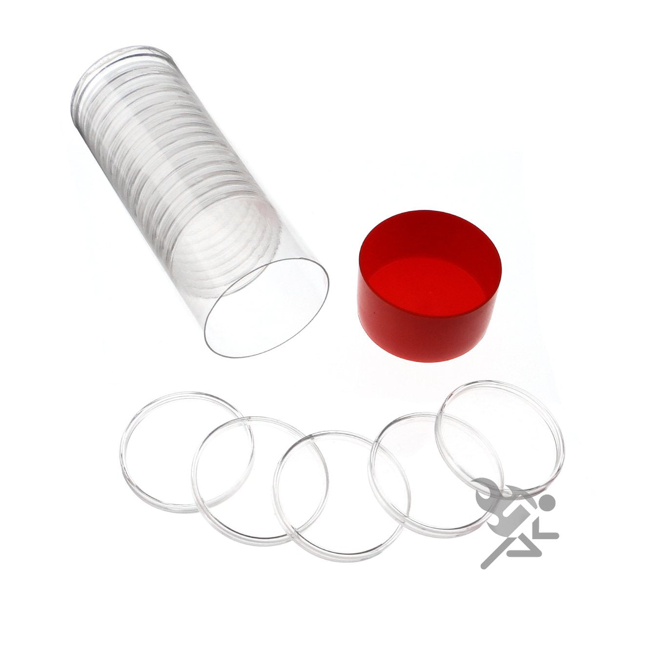 Red Capsule Tube & 20 Air-Tite H40 Direct Fit Coin Holder Capsules For 1Oz Silver Pandas