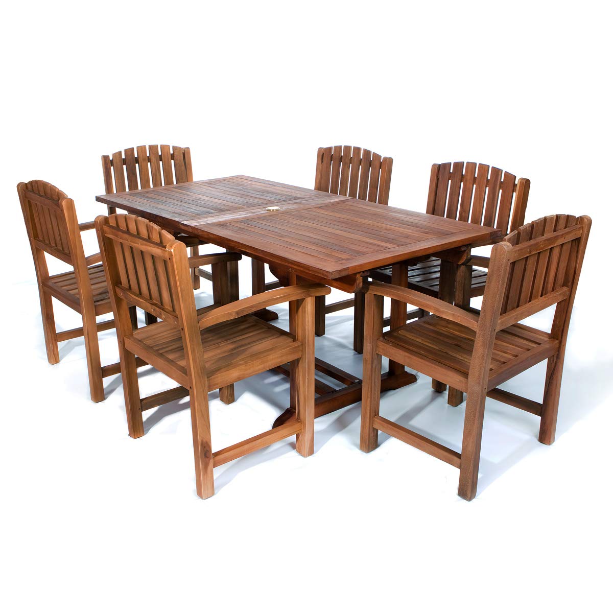 All Things Cedar TE90-20-W 7-Piece Teak Expandable Patio Dining Set