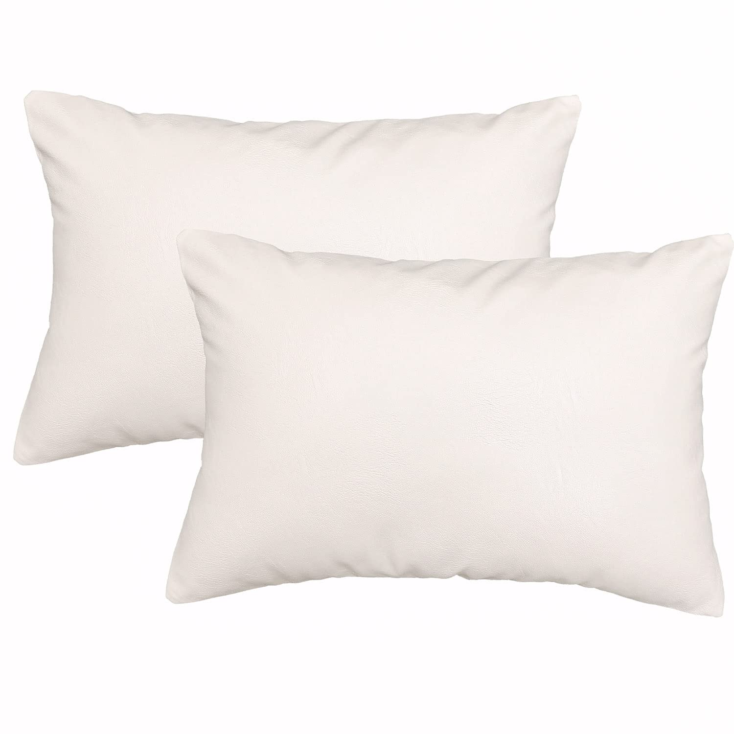 Chrisdowa Set Of 2 Faux Leather Throw Pillow Covers, Thick Cognac Modern Solid Decorative For Bedroom Living Room. Cushion Cases