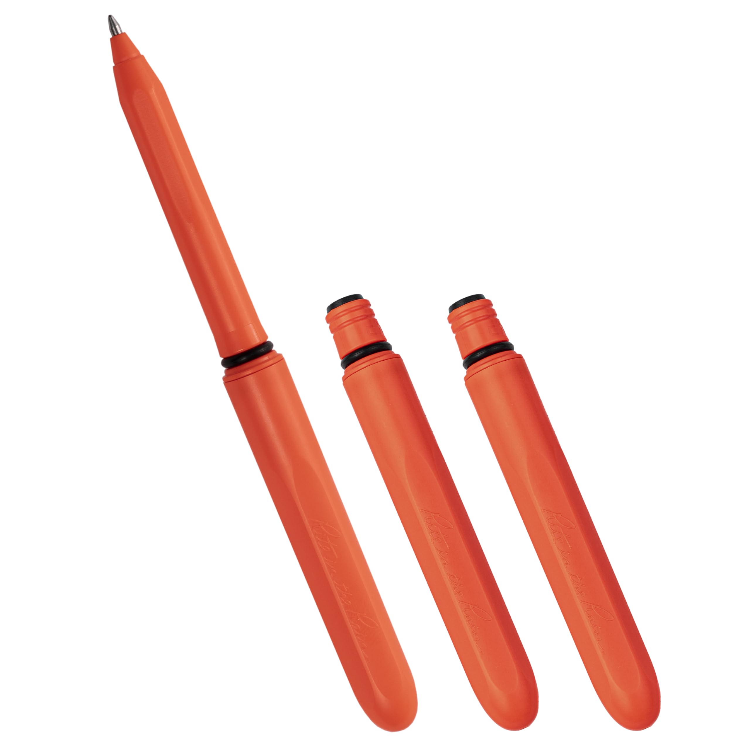 Rite In The Rain All-Weather Edc Pocket Pen, Orange Pokka 3-Pack, Black 0.8Mm Ink, Fine Point (No. Or92-3)