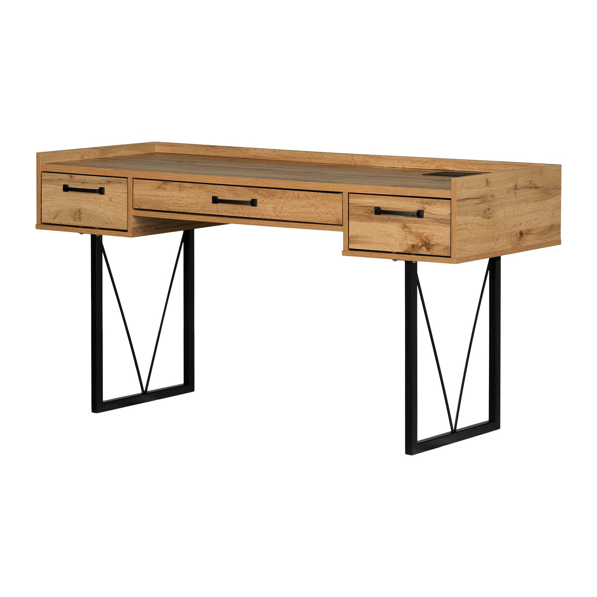 South Shore Finneas Power Bar, Medium Desk, Nordik Oak