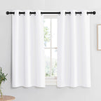 Ryb Home White Living Room Curtains 45 Inch Length, Room Darkening Privcay Curtain Panels Small Window Treatment For Bedroom Clo