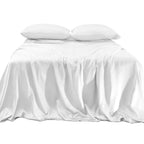 Elegant Comfort Luxurious 4-Piece Silky Satin Sheet Set, Skin And Hair Friendly, Wrinkle, Fade, Stain Resistant With Deep Pockets Fitted Sheet, Cooling Soft Satin Sheet Set, Twin Xl, White