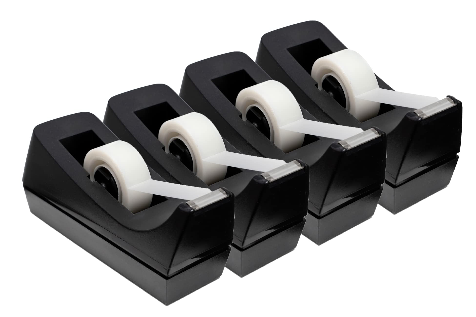 Desktop Tape Dispenser - Non-Skid Base - Weighted Tape Roll Dispenser - Perfect For Office Home School (Tape Not Included) 4 Pac