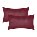 BRAWARM Faux Leather Pillow Covers 12 X 20 Inches, Burgundy Leather Pillow Covers Pack of 2, Crocodile Leather Decorative Lumbar