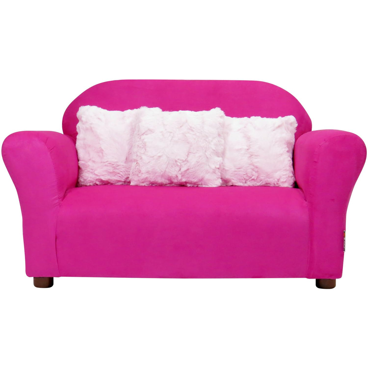 Keet Plush Childrens Sofa With Accent Pillows, Sofa For Kids Room, Kids Sofa, Toddler Sofa With Three Fluffy Pillows, Comfortable Sofa For Kids, Children Sofa, Kid Sofa, Hot Pink