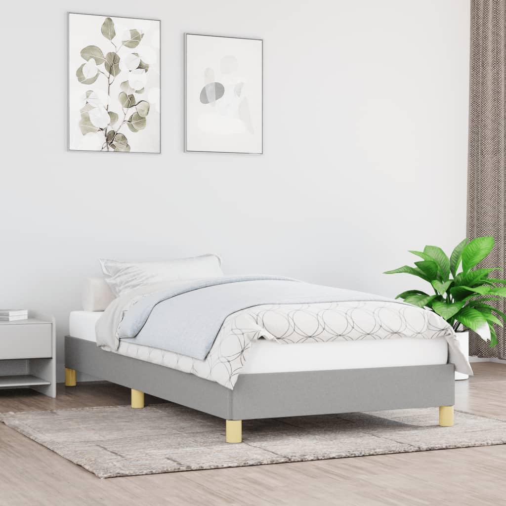 vidaXL Bed Frame - Twin XL Size, Simple and Durable Fabric Construction, Light Gray Color, Requires Assembly, Suitable for Foam and Spring Mattresses