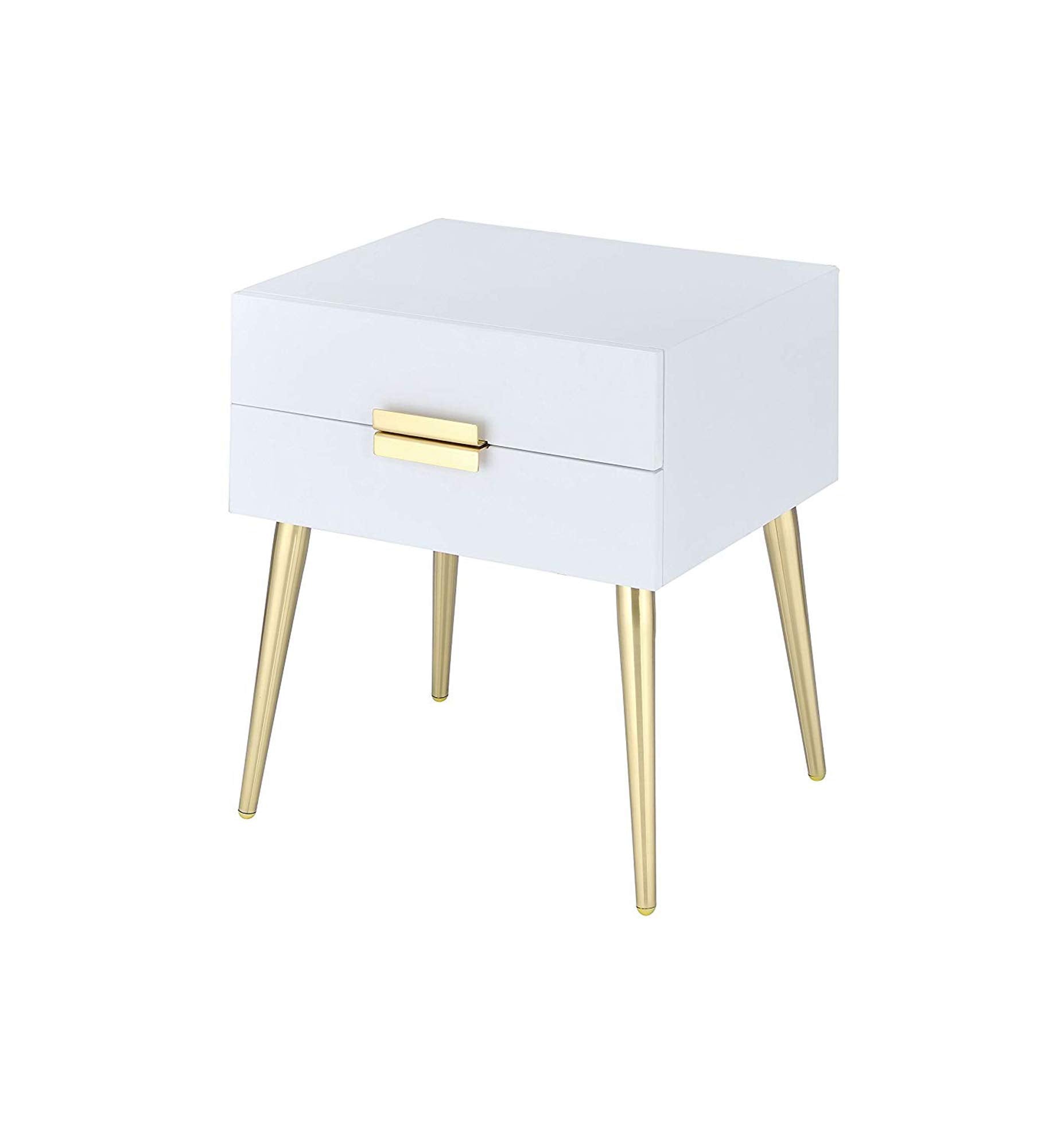 Benzara Elegant End Table, White And Gold