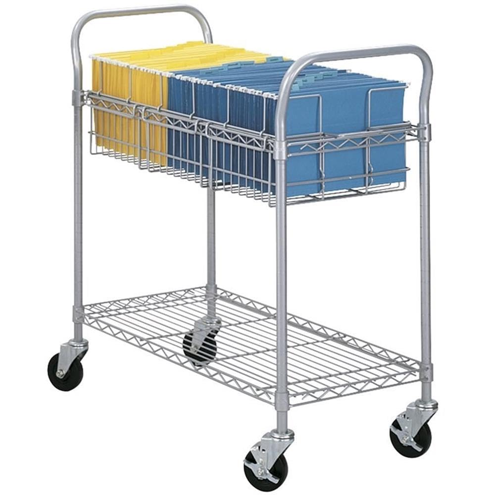 Wire Mail Cart, 600-Lb Cap, 18-3/4W X 39D X 38-1/2H, Metallic Gray