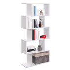 Vasagle Wooden Bookcase, Display Shelf And Room Divider, Freestanding Decorative Storage Shelving, 5-Tier Bookshelf, White