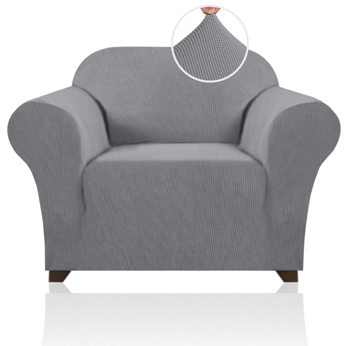 Princedeco Stretch Chair Cover Chair Slipcovers With Arms 1-Piece Chair Sofa Slipcovers Or Living Room Non Slip Armchair Cover Furniture Protector Dogs Pet Friendly(Armchair,Dove)