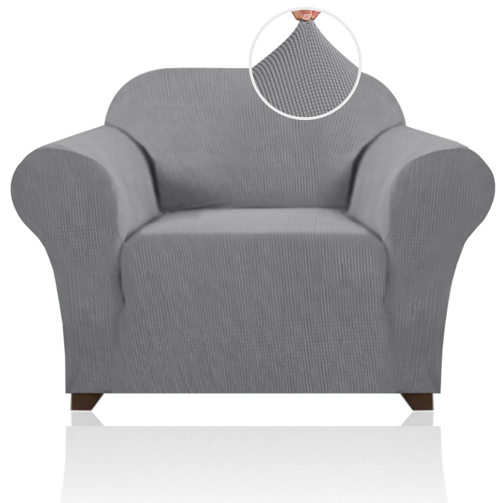Princedeco Stretch Chair Cover Chair Slipcovers With Arms 1-Piece Chair Sofa Slipcovers Or Living Room Non Slip Armchair Cover Furniture Protector Dogs Pet Friendly(Armchair,Dove)