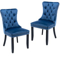 Lktart Dining Chairs Set Of 2 Velvet Upholstered Tufted Back With Nailhead Trim And Back Ring Pull Solid Wood Legs For Kitchen B