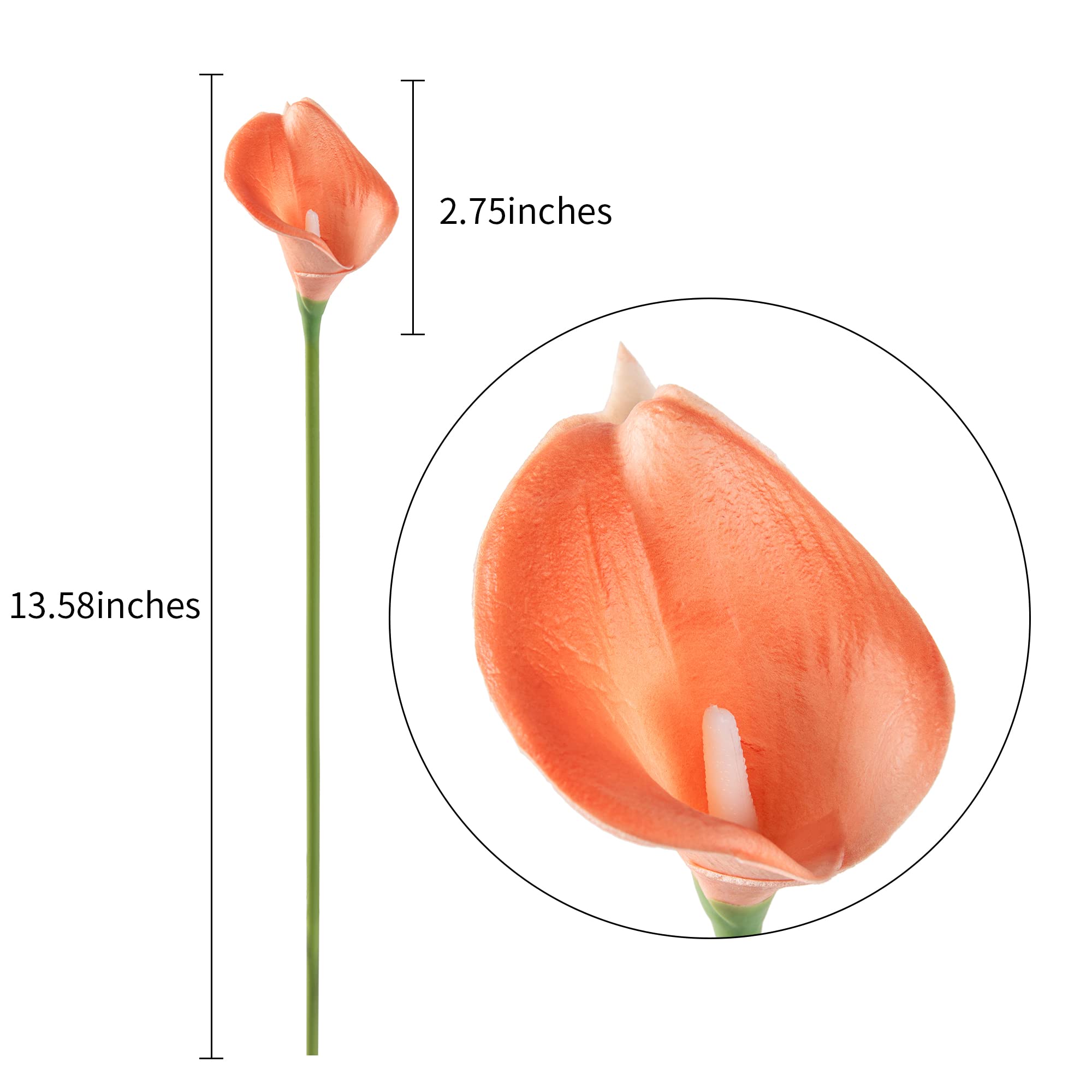 Duhouse 20Pcs Artificial Calla Lily Flower Real Touch Latex Flowers For Diy Wedding Bouquet Party Home Decor (Coral)