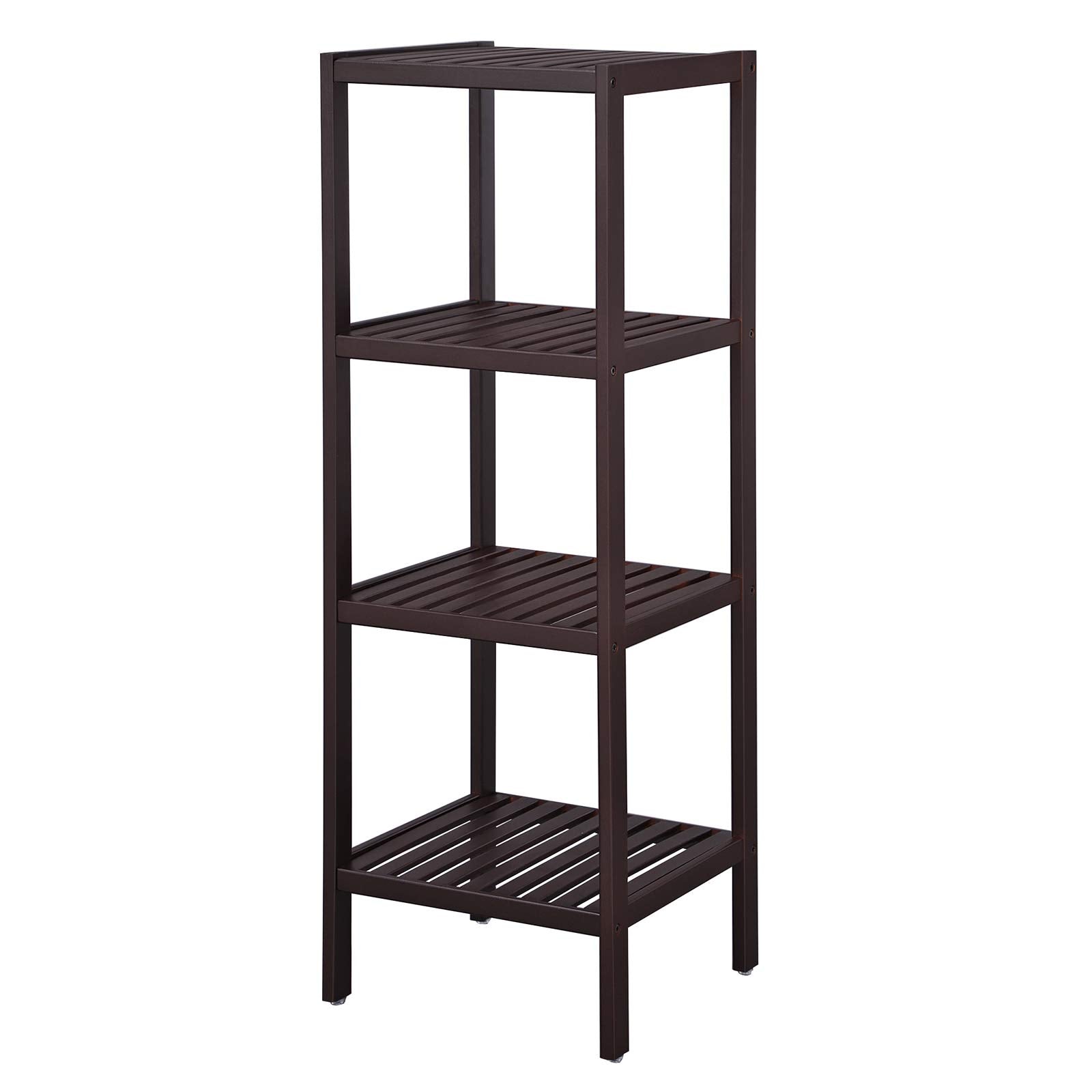 SONGMICS 4-Tier Bamboo Bathroom Shelf, Narrow Shelving Unit, Multifunctional Storage Rack, Corner Rack, for Kitchen, Living Room