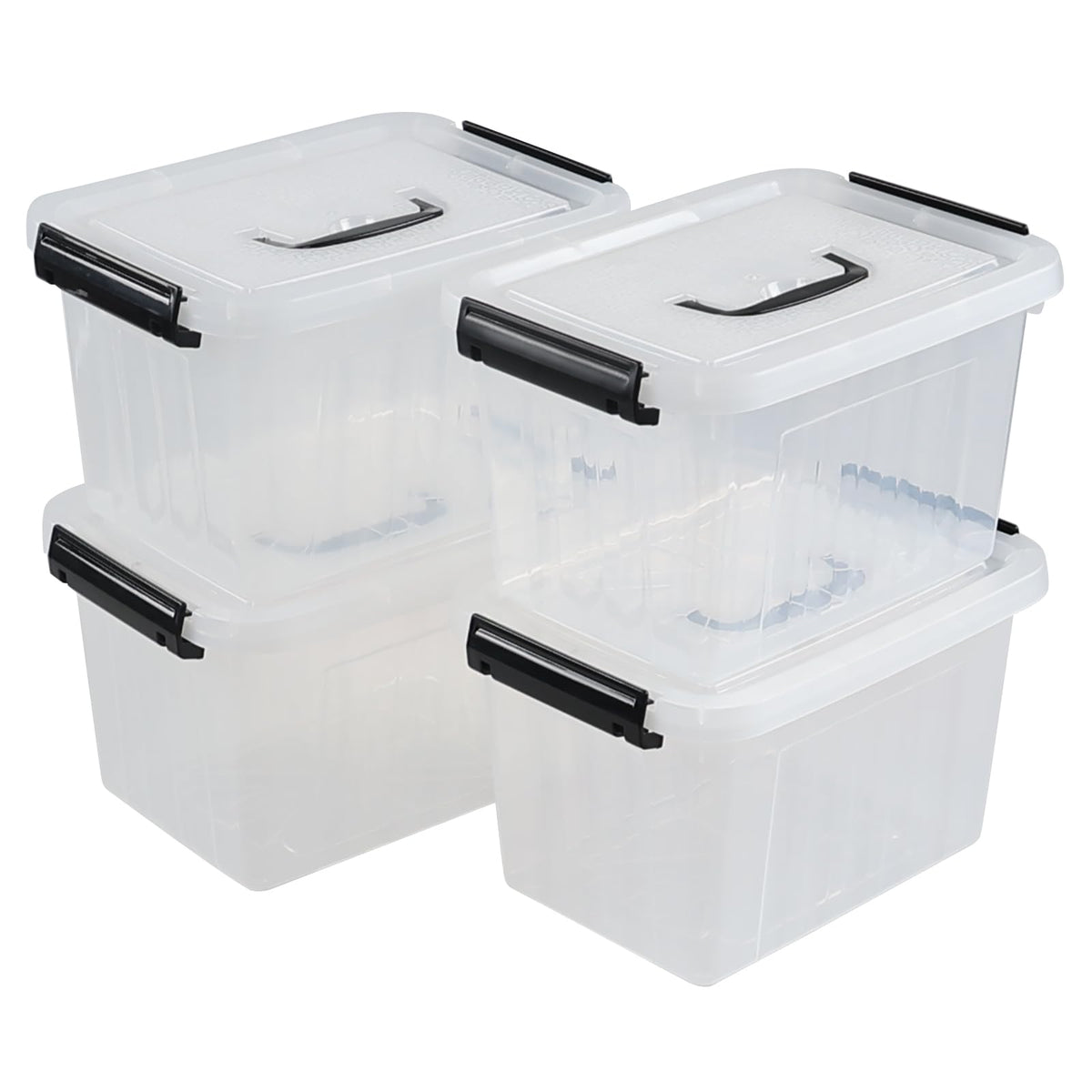 Knifefish Plastic Storage Boxes With Lids and Latches, 5 L, 4 Pack
