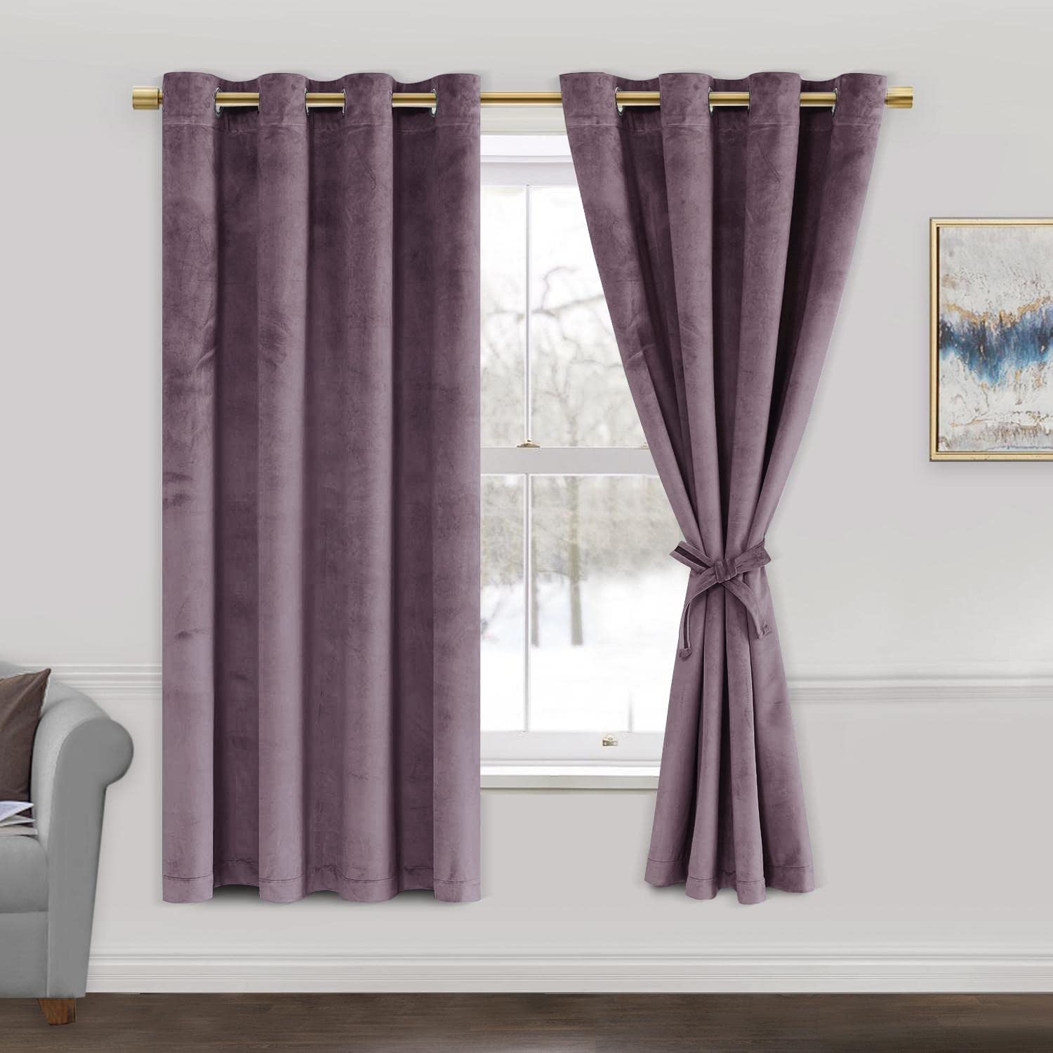Jiuzhen Short Velvet Curtains For Bedroom - Super Soft Room Darkening Thermal Insulating Window Drapes For Kitchen Home Office S