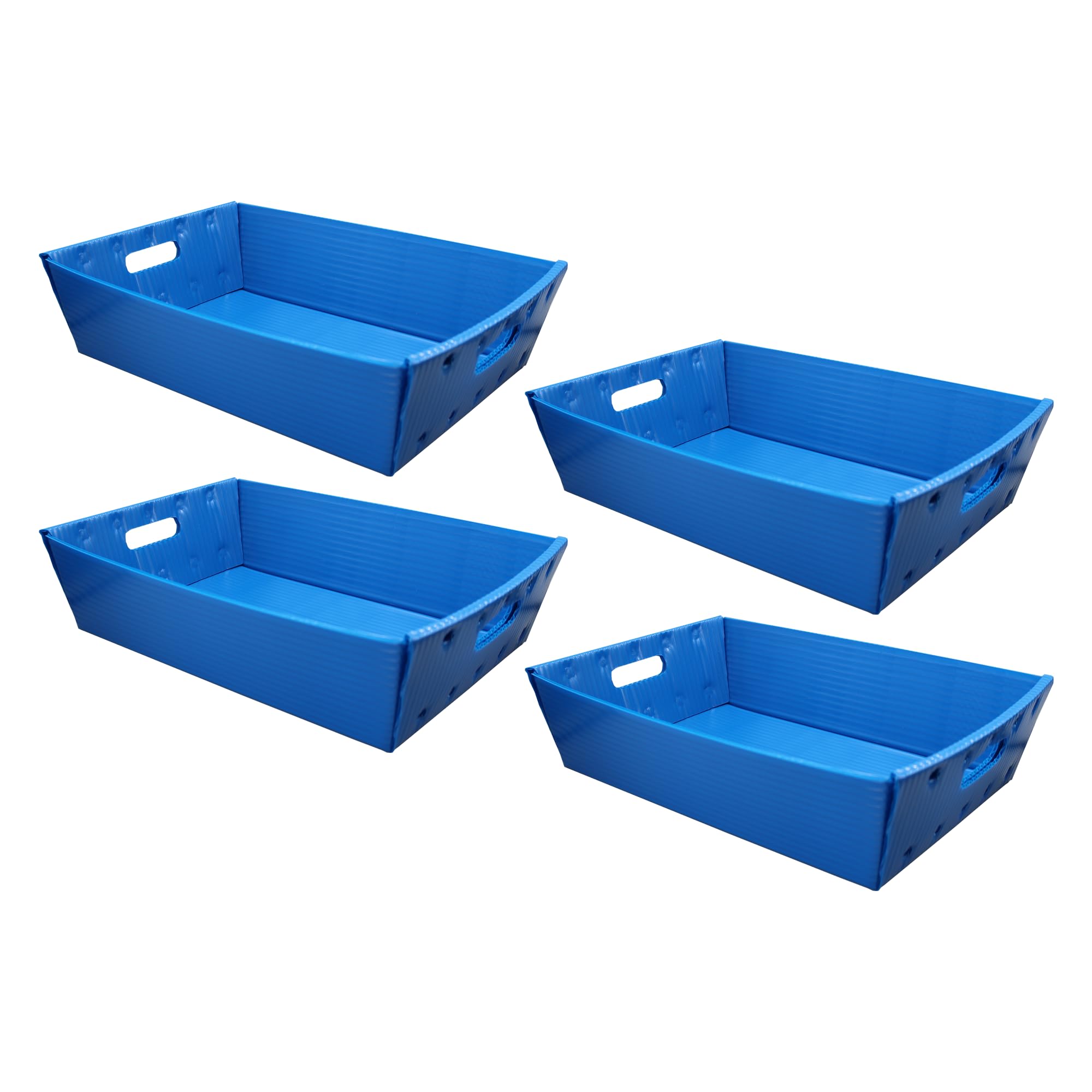 Blue Corrugated Plastic Welded Tray - 4 Pack