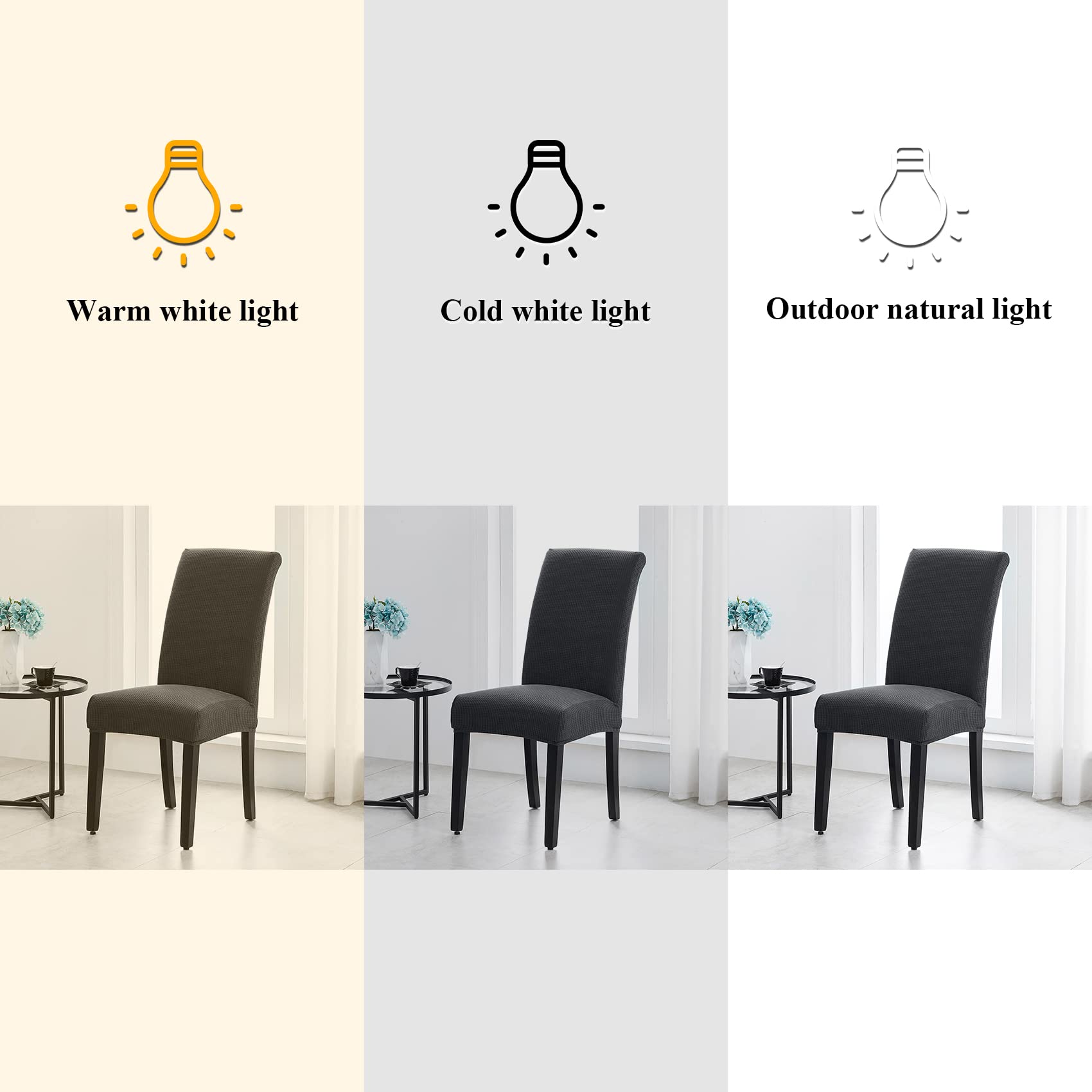 Joccun Chair Covers For Dining Room Set Of 2,Water Repellent Dining Chair Slipcover Stretch Dining Room Chair Covers Seat Protector,Washable Parsons Chair Cover For Home,Banquet(Dark Gray,2 Pack)