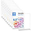 Waefno 10 Pack Acrylic Sign Stand 8.5 X 11, Vertical T-Shape Clear Plastic Display, Double-Sided Clear Table Top Sign Holder, Su